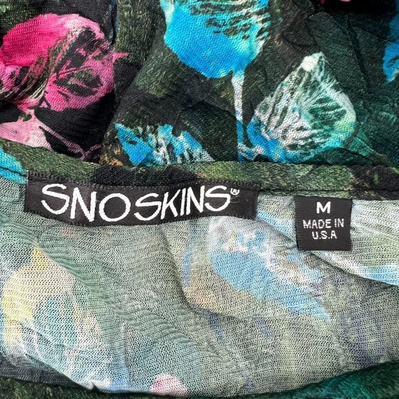 SnoSkins M Artsy Leaf Print Tunic Blouse V-Neck 3/4 Sleeve Textured Sheer USA - Picture 3 of 8